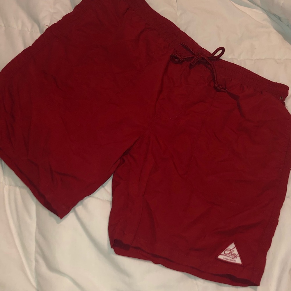 Obey nylon shorts red NWT M